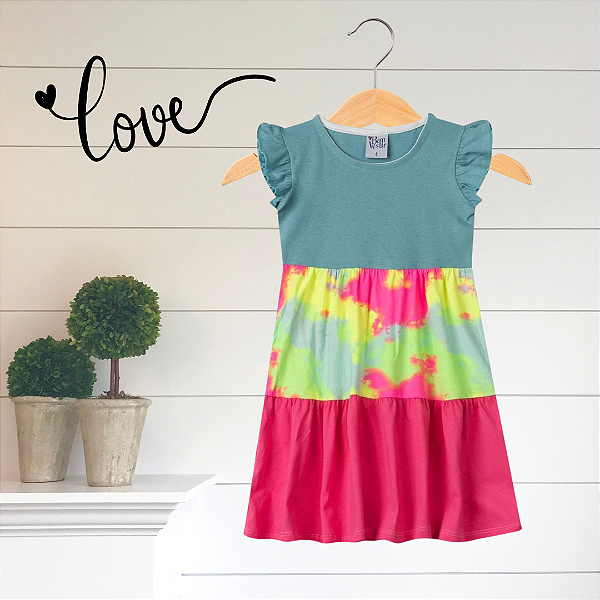 Vestido Infantil Três Marias Azul Tie Dye