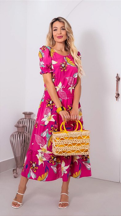 Vestido Adulto Clara Floral Rosa