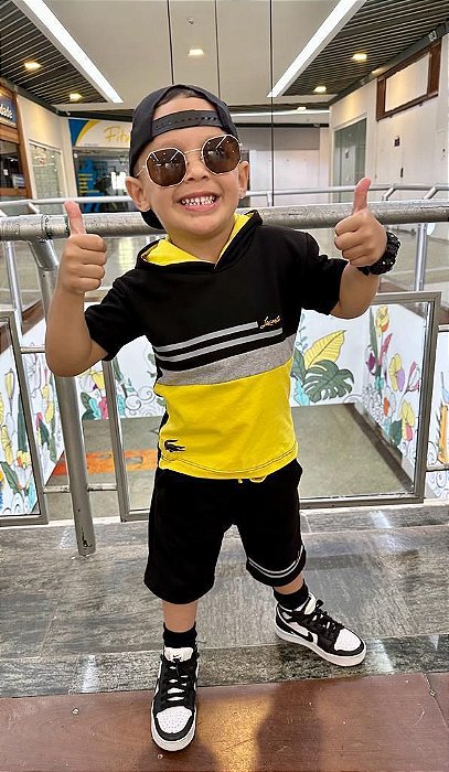 Conjunto Infantil Marquinha Lacoste Amarelo c/ Capuz