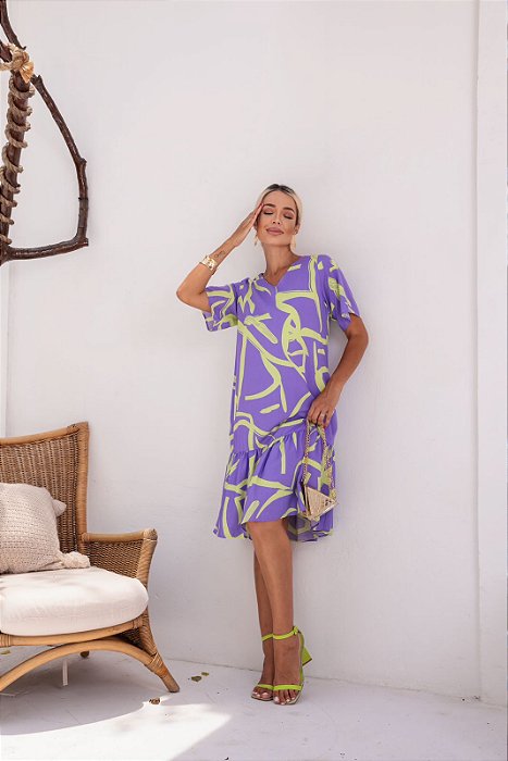 Vestido Adulto Eva Lavanda Curto