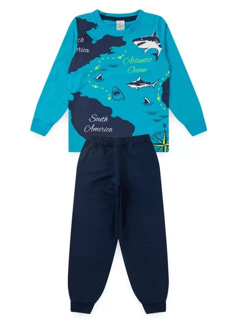 Conjunto Infantil Menino Meia Estação Tubarão Azul