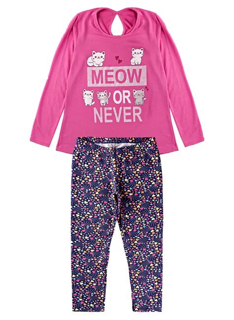 Conjunto Infantil Menina Meia Estação Gatinhos Meow