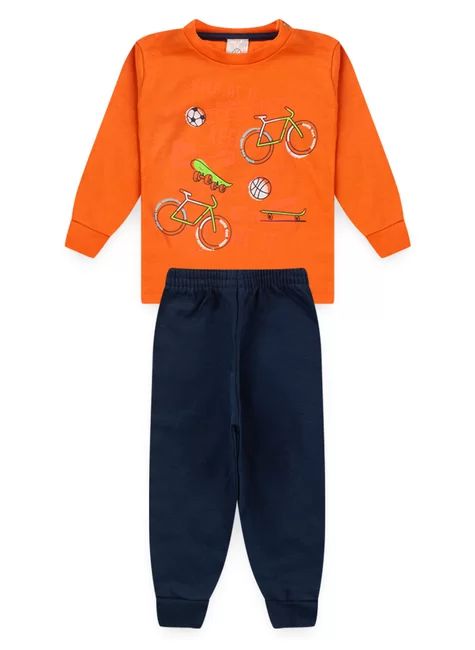 Conjunto Infantil Menino Meia Estação Bike Laranja
