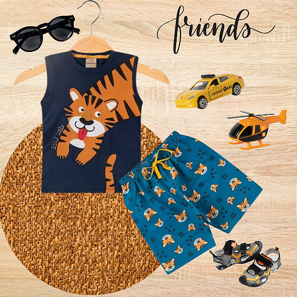 Conjunto Infantil Regata Menino Tigre Marinho
