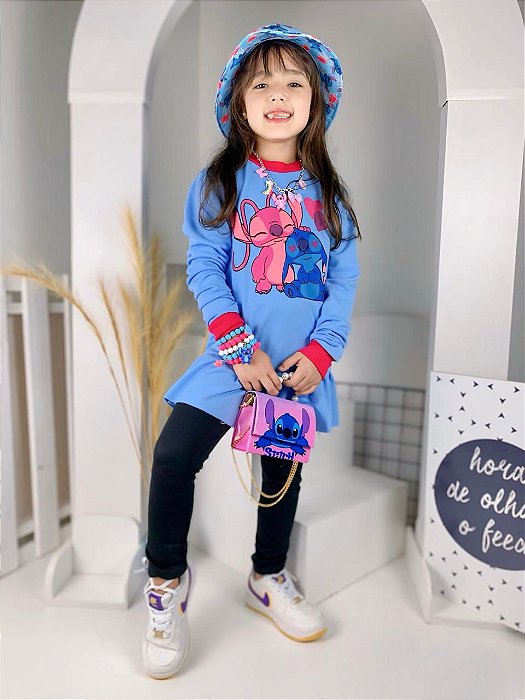 Conjunto Infantil Leggin Stich Azul