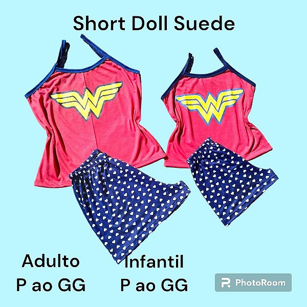 Short Doll Infantil Mulher Maravilha