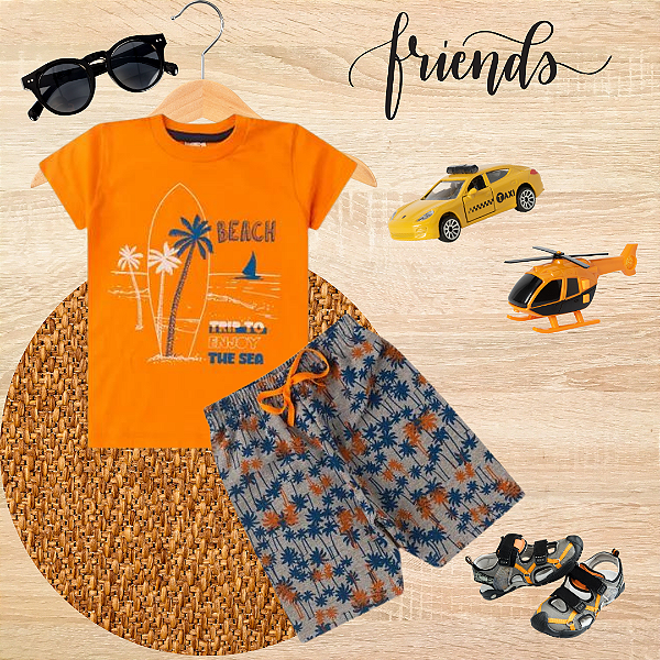 Conjunto Infantil Menino Beach Laranja