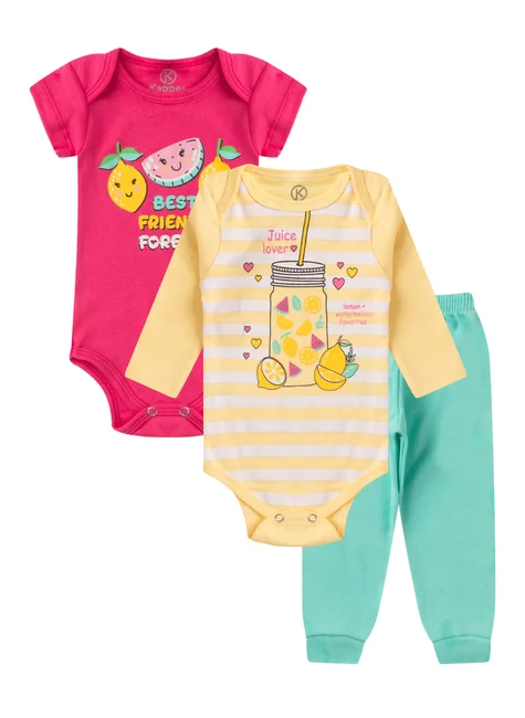 Kit Body 3 peças Bebê Best Friends Amarela