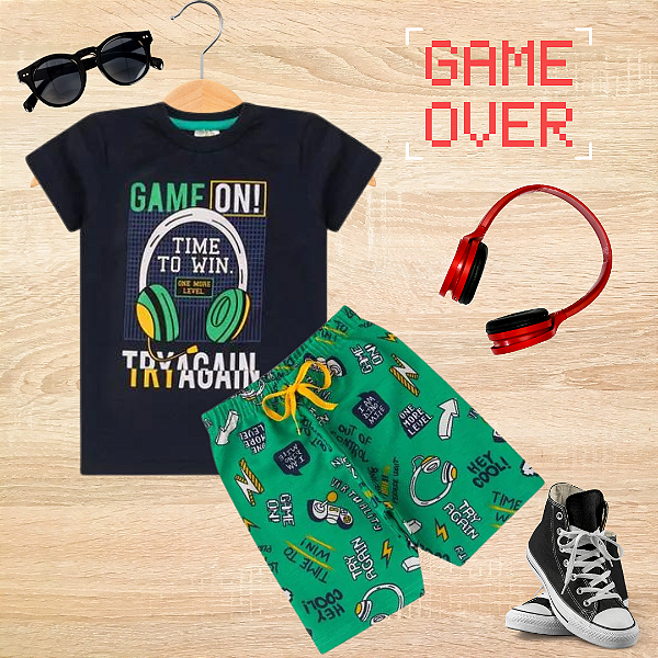 Conjunto Infantil Verão Menino Game On Marinho
