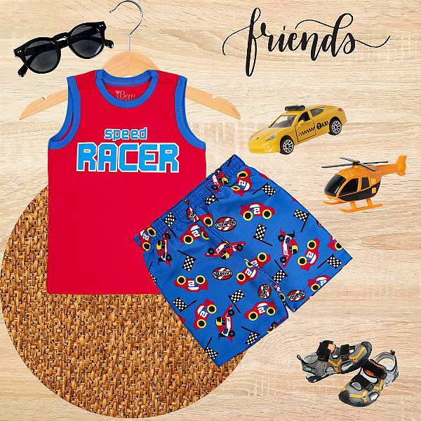 Conjunto Infantil Verão Menino Speed Racer Vermelho