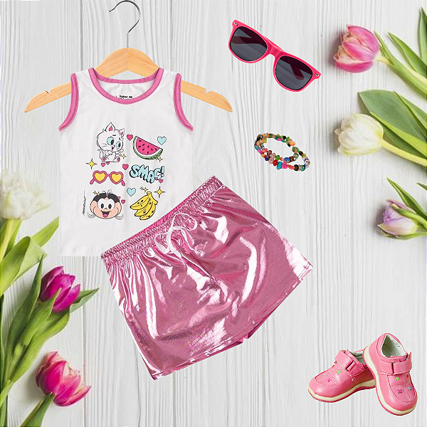 Conjunto Infantil Menina Verão Magali Rosa
