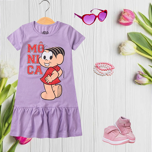 Vestido Infantil Monica Lilás