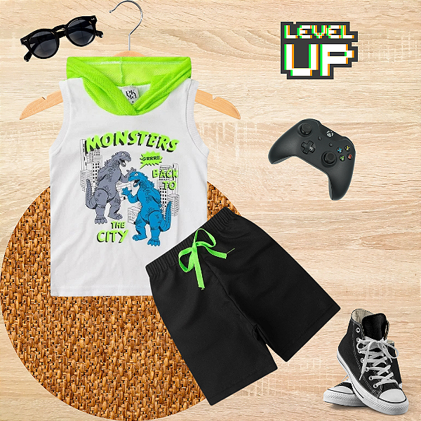 Conjunto Infantil Menino Monstros Na Cidade