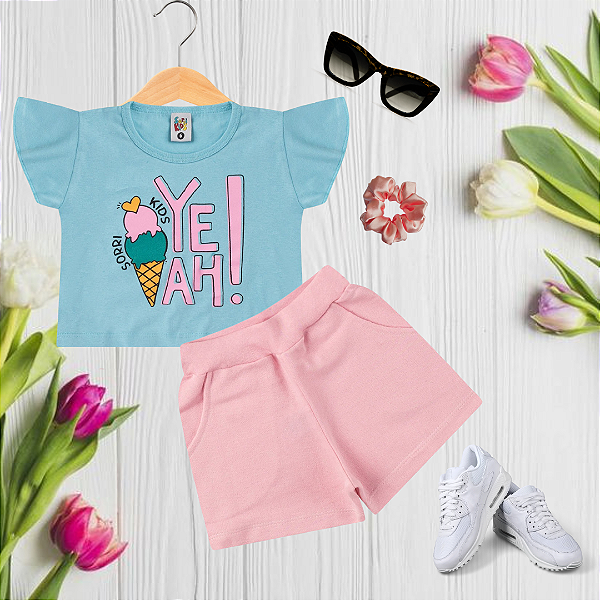 Conjunto Infantil Menina Margaridas Amarelo