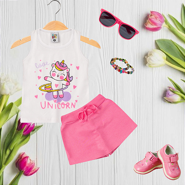 Conjunto Infantil Menina Unicorn Branco