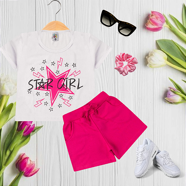 Conjunto Infantil Menina Star Girl Branco