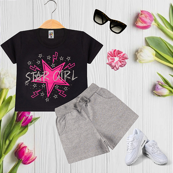 Conjunto Infantil Menina Star Girl Preto