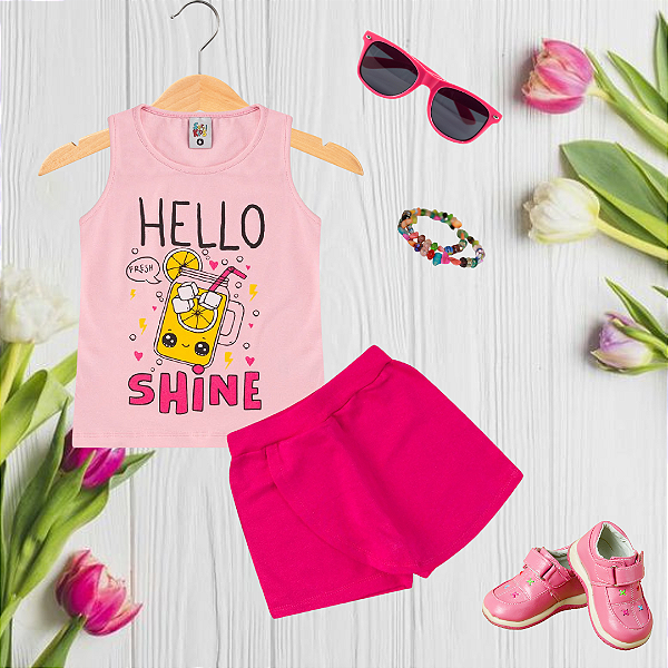 Conjunto Infantil Verão Menina Fresh Shine Pink