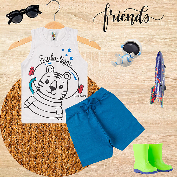 Conjunto Infantil Verão Menino Scuba Tiger