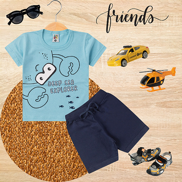 Conjunto Infantil Verão Menino Deep Sea Explorer Azul
