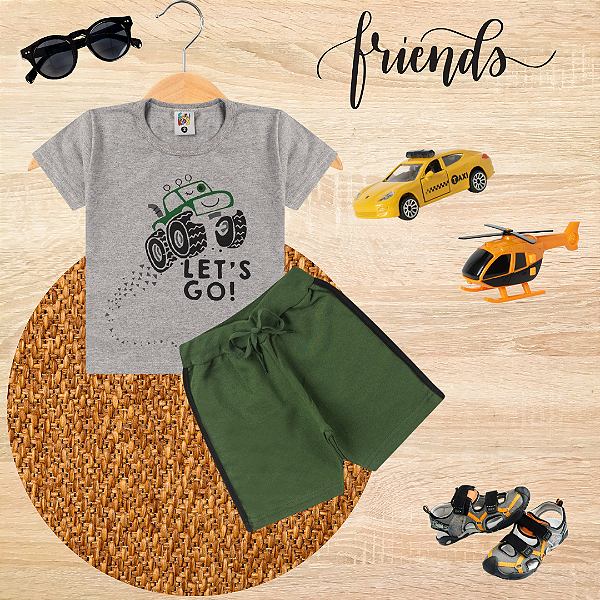 Conjunto Infantil Verão Menino Lets Go Cinza