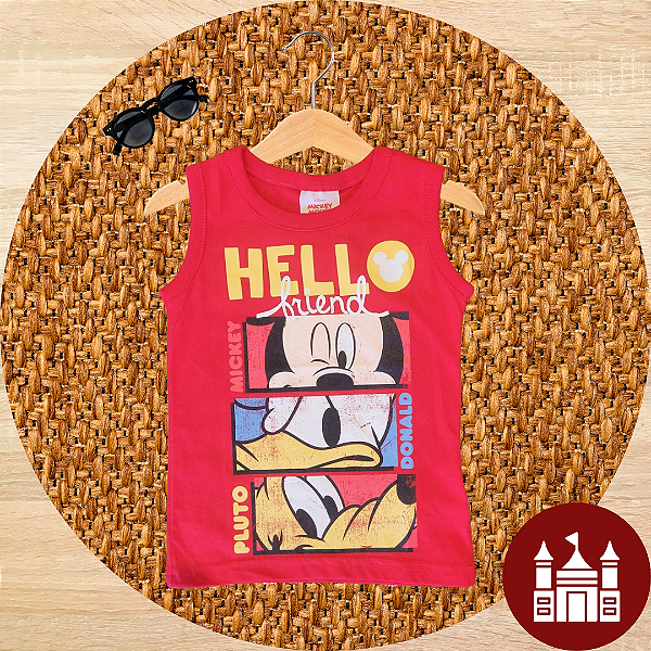 Camiseta Mickey Hello Friend Vermelho
