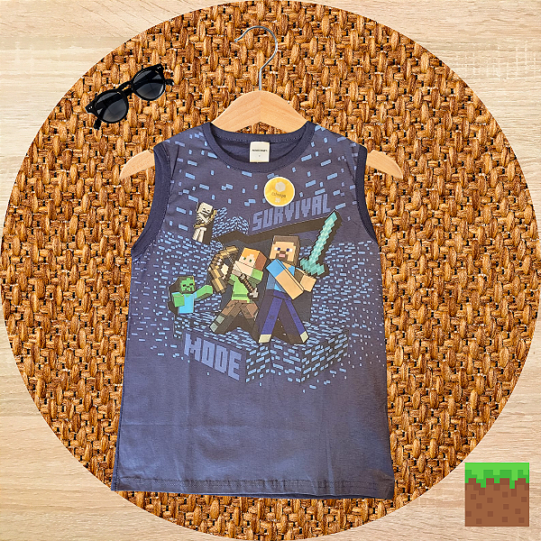 Camiseta Minecraft Azul Mar