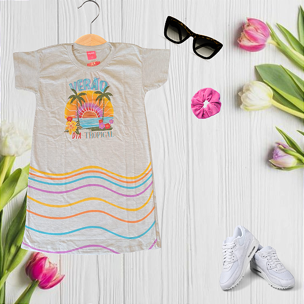 Vestido Cinza  Verão Tropical