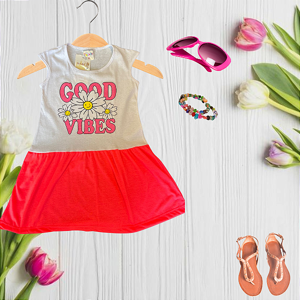 Vestido Good Vibes Rosa Neon