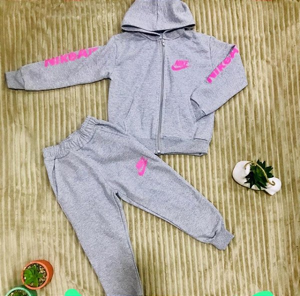 Conjunto Moletom Premium Nike Cinza