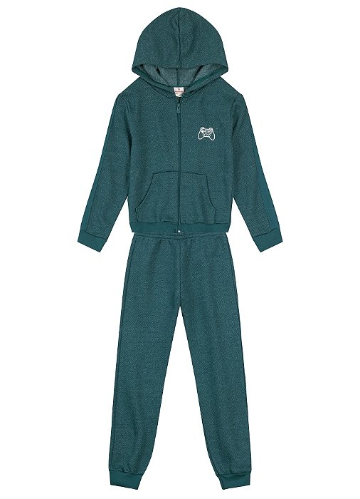 Conjunto Moletom Infantil Menino Jaqueta Gamer Verde