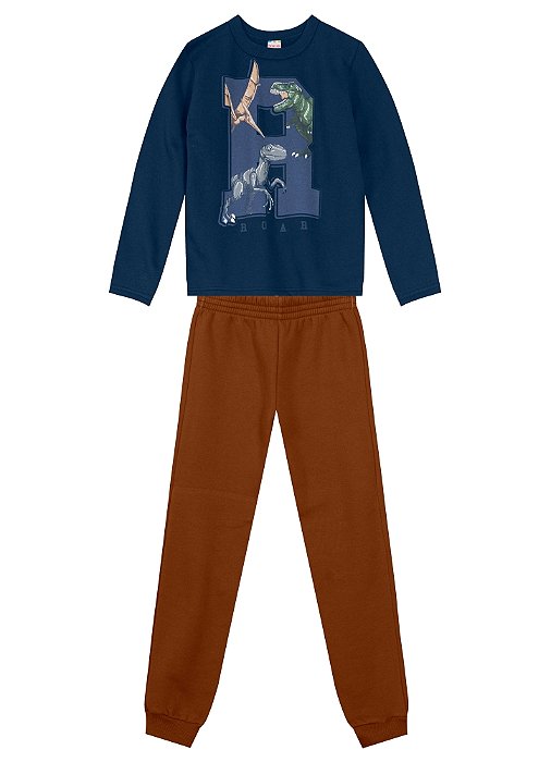 Conjunto Moletom Infantil Menino Roar Azul Mar