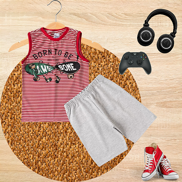 Conjunto Infantil Regata Menino Skate Listrado