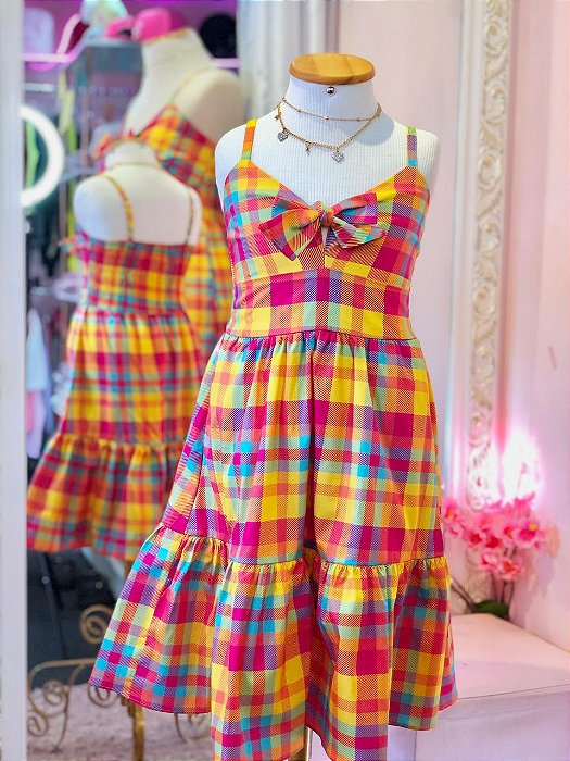 Vestido Aurora Infantil Xadrez Candy