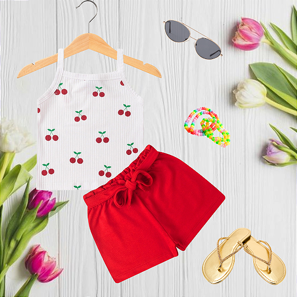 Conjunto Infantil Verão Menina Cerejinha