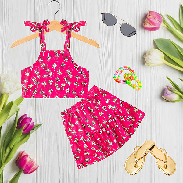 Conjunto Infantil Verão Tropical Pink