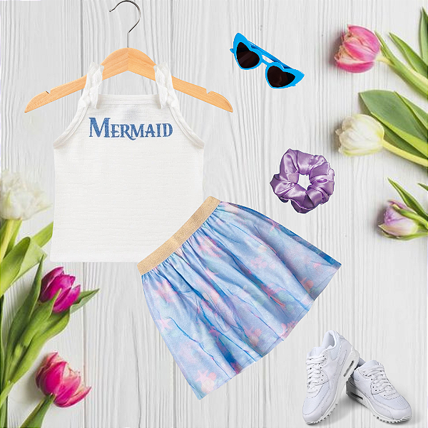 Conjunto infantil Menina Mermaid Fundo Do Mar