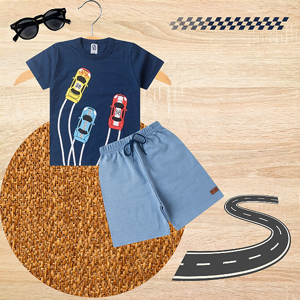 Conjunto Infantil Menino Corrida de Carros
