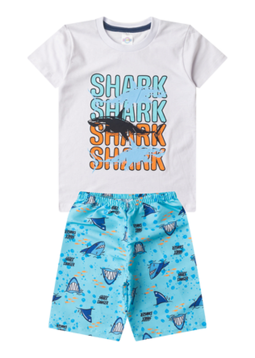 Conjunto Infantil Menino Tubarão Shark Azul