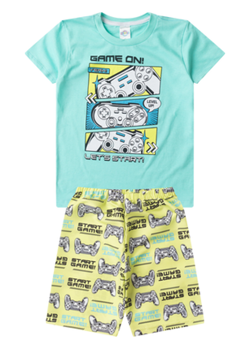 Conjunto Infantil Verão Menino Game On Verde Água