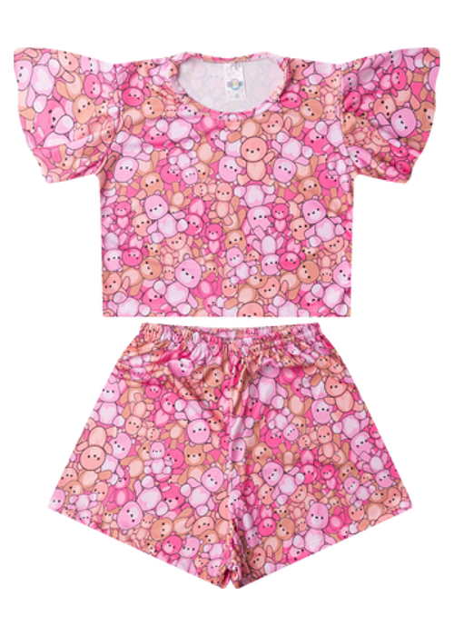 Conjunto Infantil Verão Menina Ursinhas Cute
