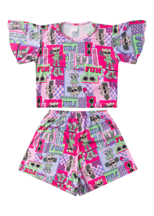 Conjunto Infantil Verão Menina Ursinha Lider de Torcida