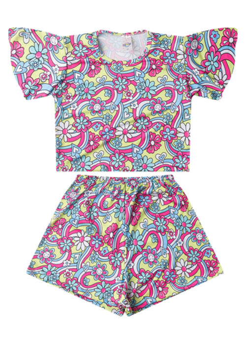 Conjunto Infantil Verão Menina Flores do Jardim