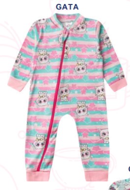Macacão Bebê Menina Longo Céu Cat