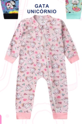 Macacão Bebê Menina Longo Cat Unicórnio