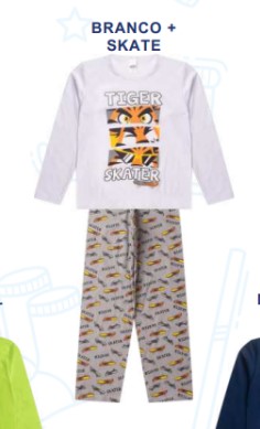 Pijama Menino Manga Longa Tigre Skater