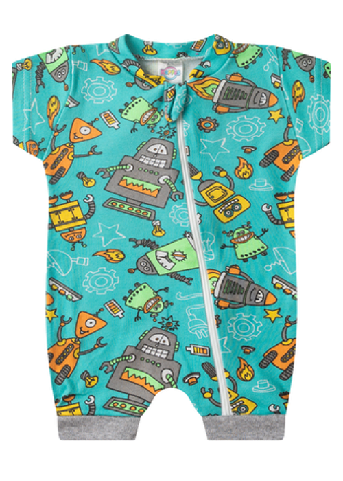 Macacão Bebê Menino Curto Robozinho