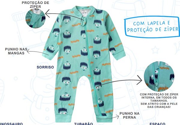 Macacão Bebê Menino Longo Little Monster