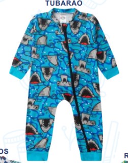 Macacão Bebê Menino Longo Tubarão Martelo
