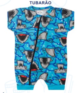 Macacão Bebê Menina Curto Tubarão Martelo